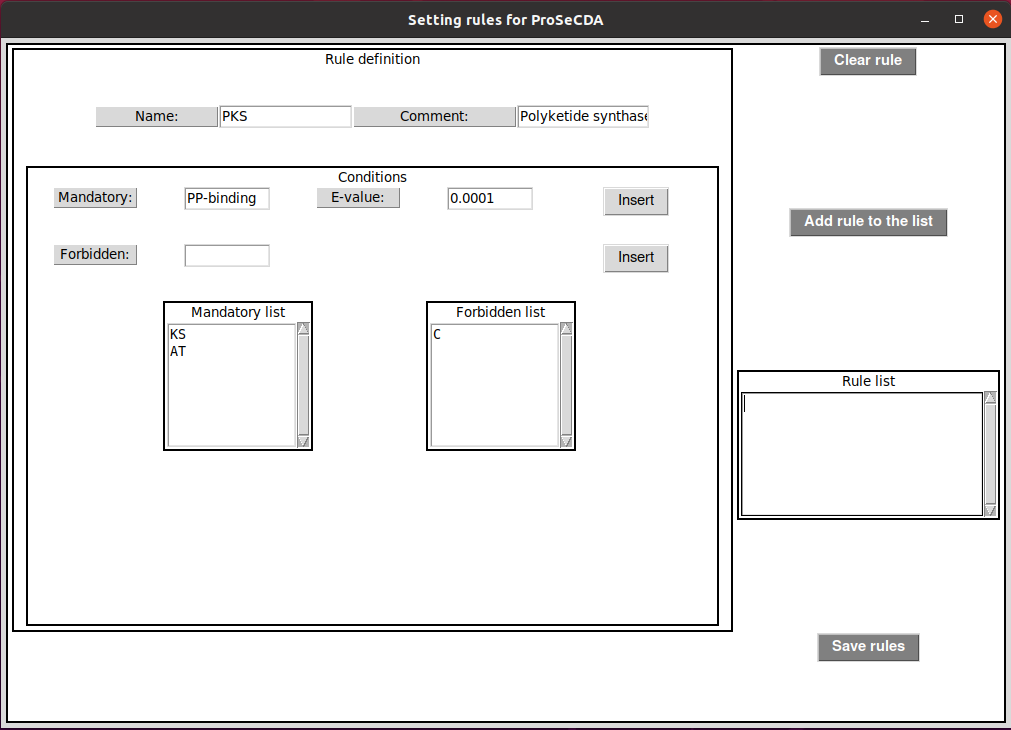 Graphical User Interface to edit rules.